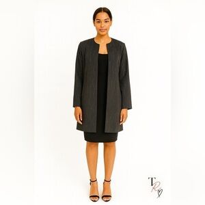 Lafayette 148 New York Black Open Front Wool Blazer Career Jacket Size 8